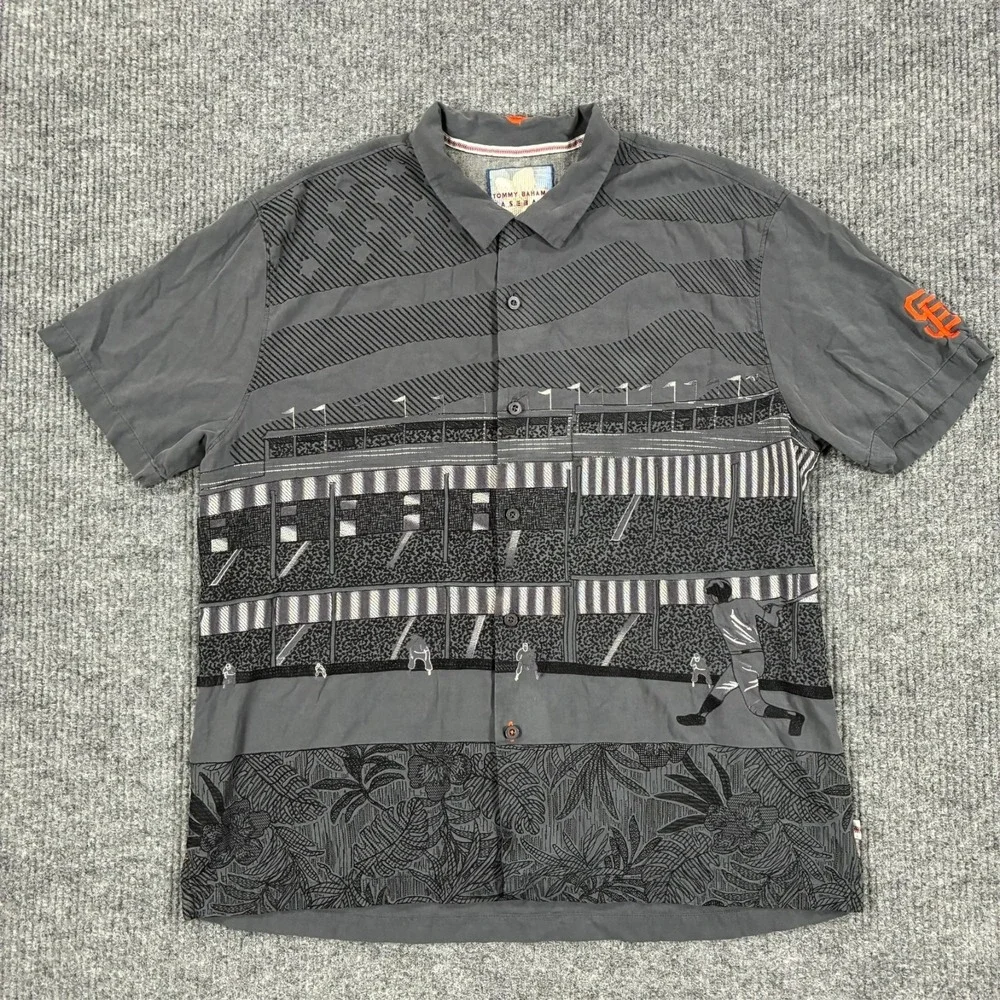 Tommy Bahama Baseball SF Giants Silk Camp Shirt 2XL Stadium Scene Button Up
